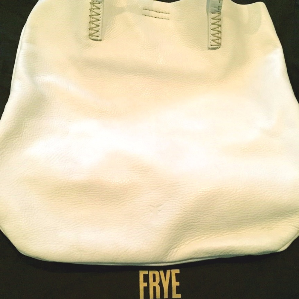 FRYE White Leather Naomi Pickstitch Tote
